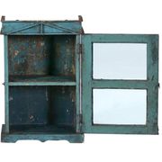 Old blue showcase old teak wood piece and patina of origin india