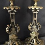 Pair of antique bronze candlesticks from the 19th century