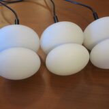 Set of 3 mid century opal glass organically shaped pendant lights, 1960s