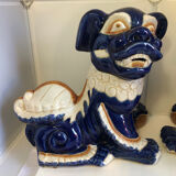 Vintage Chinese food dog ceramic Chinese blue and white dogs foo