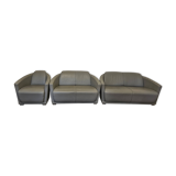 3 seater sofa, 2 seater and an armchair in grey leather Very thick Calia Italia