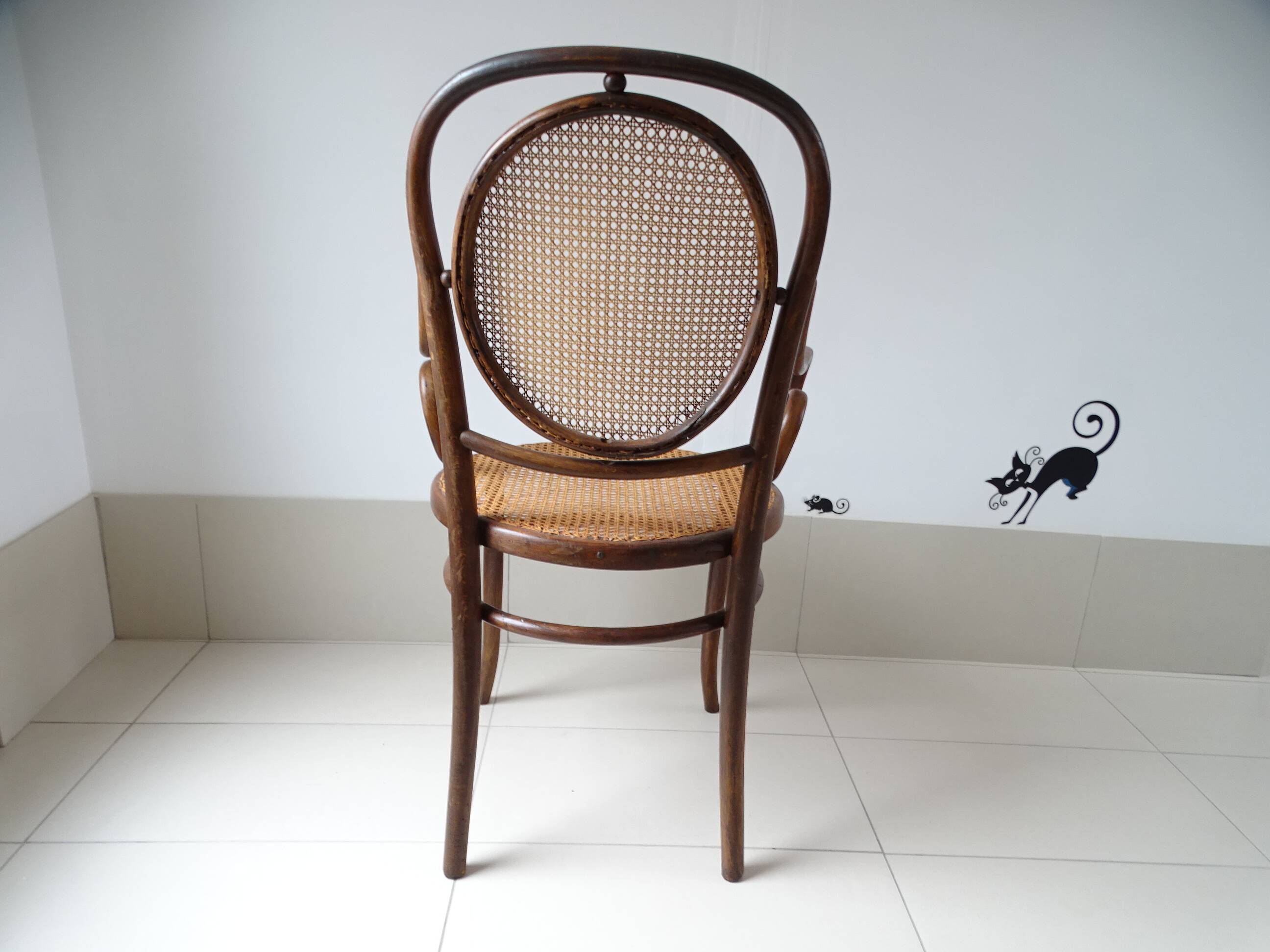 Fauteuil Fischel assise et dossier canné bois courbé