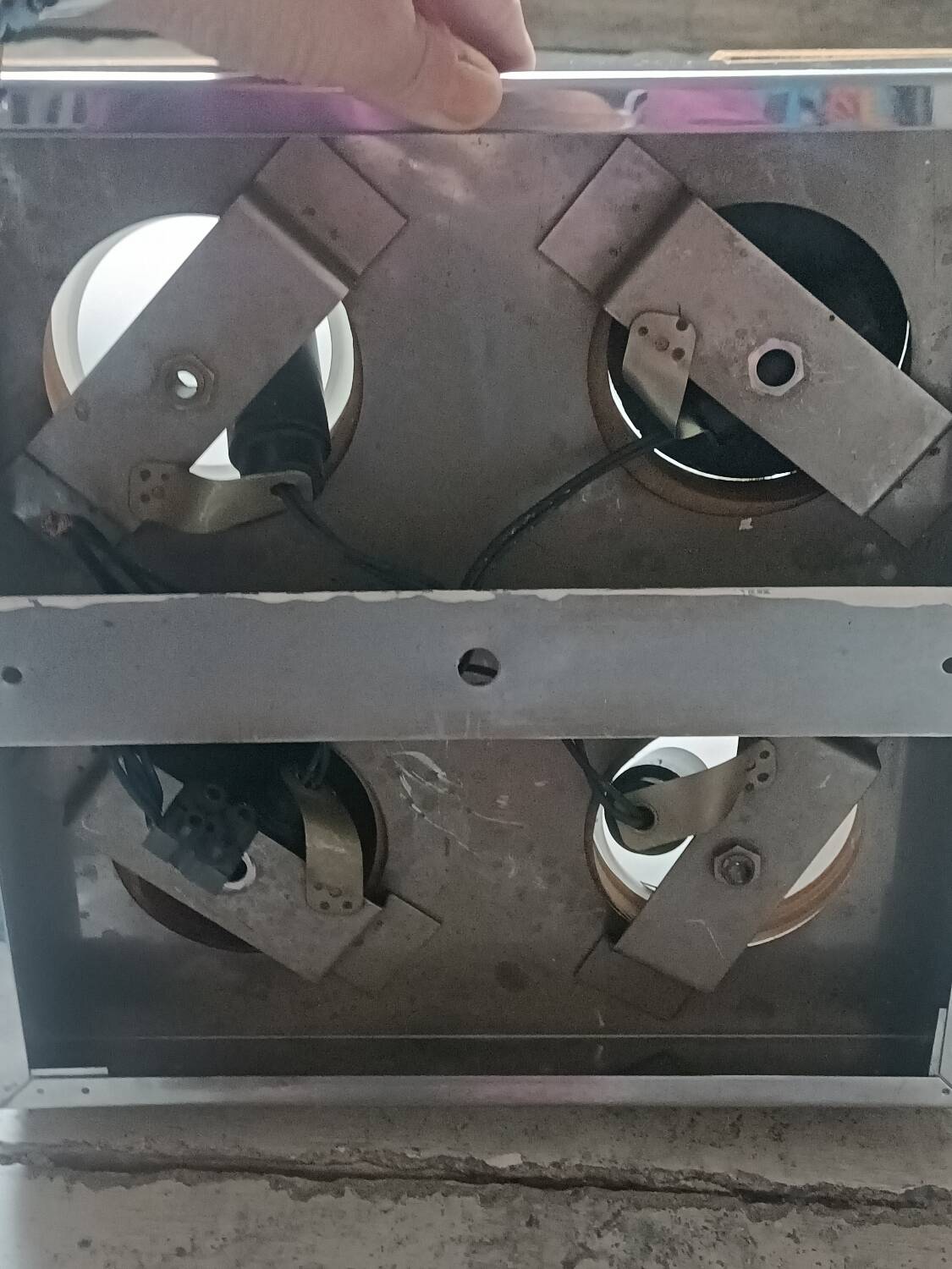 Geometric chrome and wood wall light