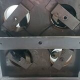 Geometric chrome and wood wall light