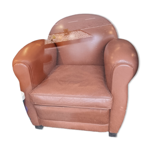 fauteuil club en cuir fauve