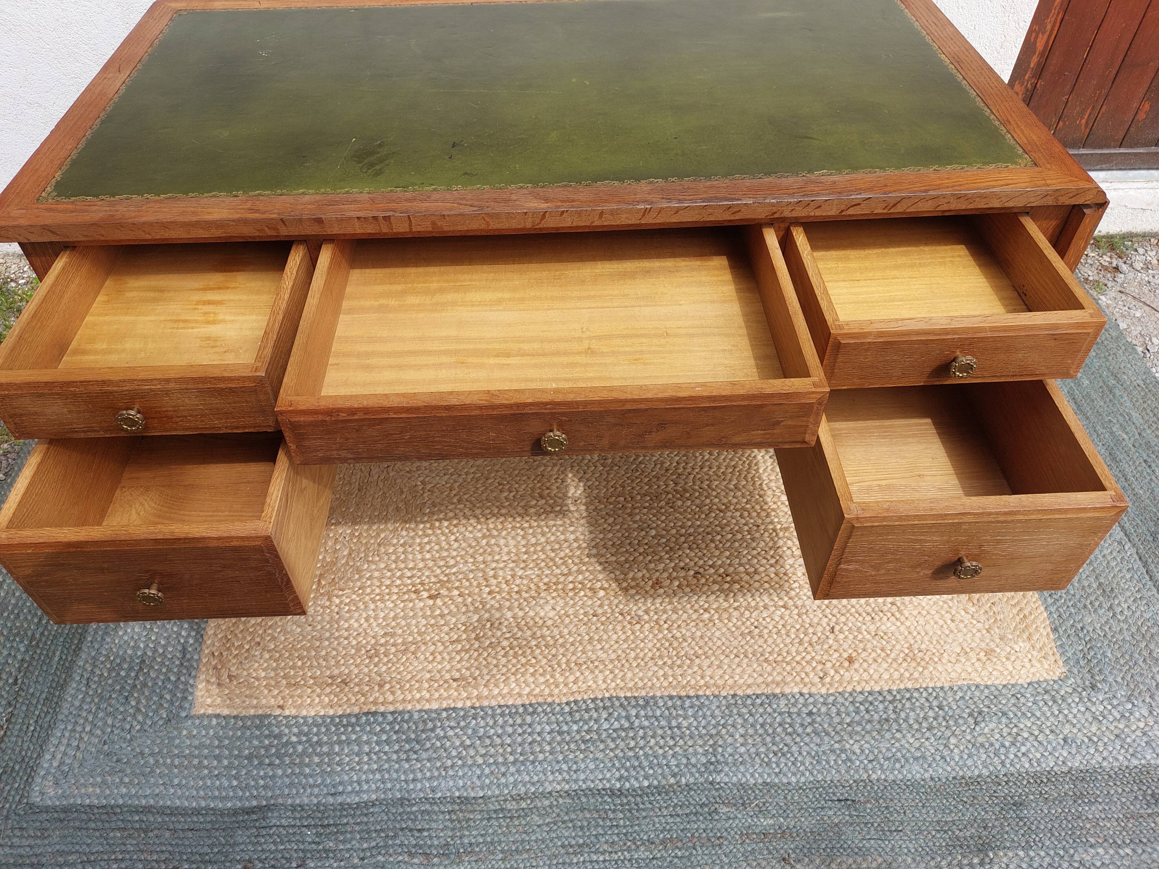 solid wood desk, leather top and extension