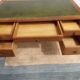 solid wood desk, leather top and extension