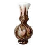 Murano glass vase, white and brown opaline with a swirl pattern from the 1970s.