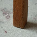 Mid-century Danish stool in oak, reupholstered in boucle wool, circa 1950.