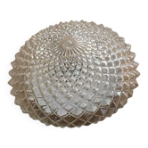 Wall light or round ceiling light in transparent diamond point glass.