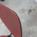 Vintage 70s chair in black lacquered metal and atypical red vinyl