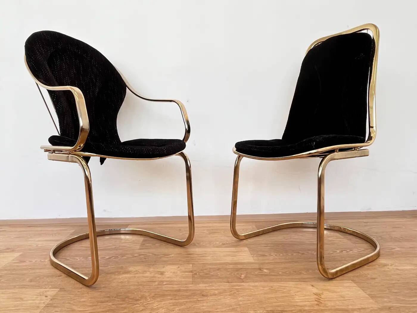 Paire de chaises en laiton de style mid-century, conçues par Gastone Rinaldi, Italie, années 1970