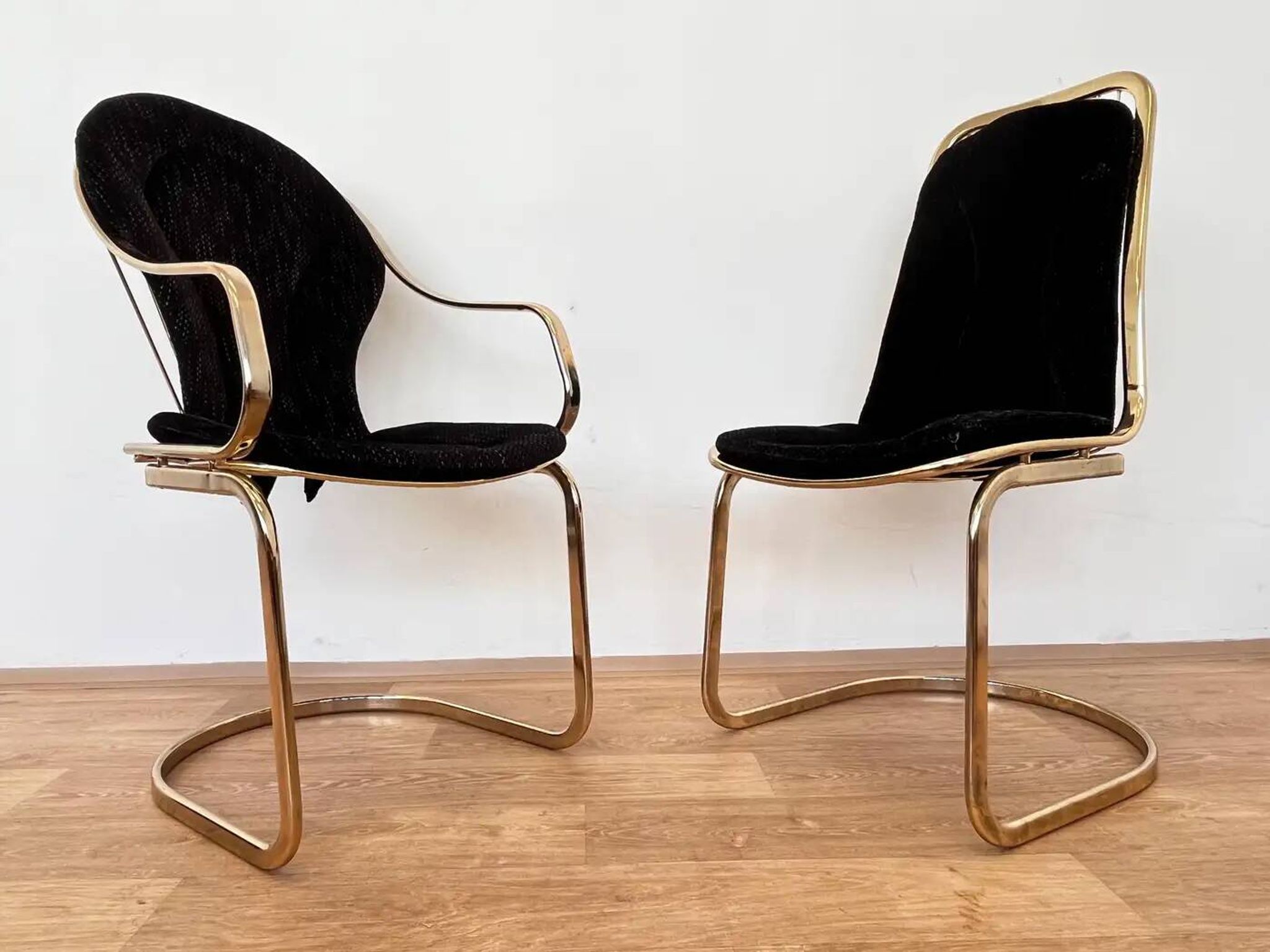 Pair of mid-century brass chairs designed by Gastone Rinaldi, Italy, 1970s