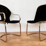 Paire de chaises en laiton de style mid-century, conçues par Gastone Rinaldi, Italie, années 1970