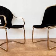 Pair of mid-century brass chairs designed by Gastone Rinaldi, Italy, 1970s