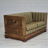 1960s, Danish drop arm sofa, furniture wool, oak wood, orginal condition.