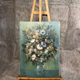 Oil on canvas entitled "Le Bouquet Bleu" and signed Marcel Depré (1919 - 1990)