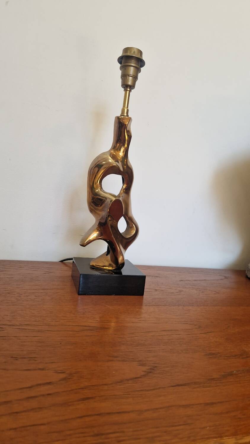 Michel Jaubert, gilt bronze lamp base. 1970s