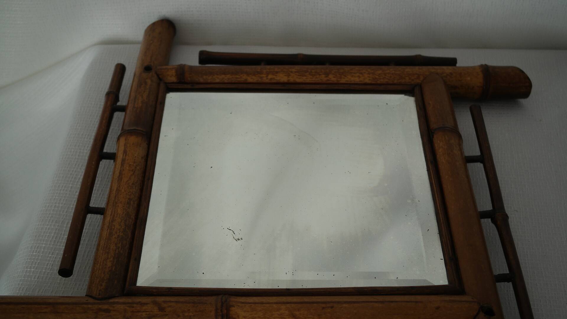 Vintage bamboo wall mirror 50's