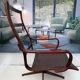Scandinavian armchair in brown leather