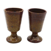 Set of two pyrite stone mazagrans.