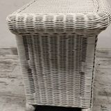 White rattan chest of drawers and bedside table