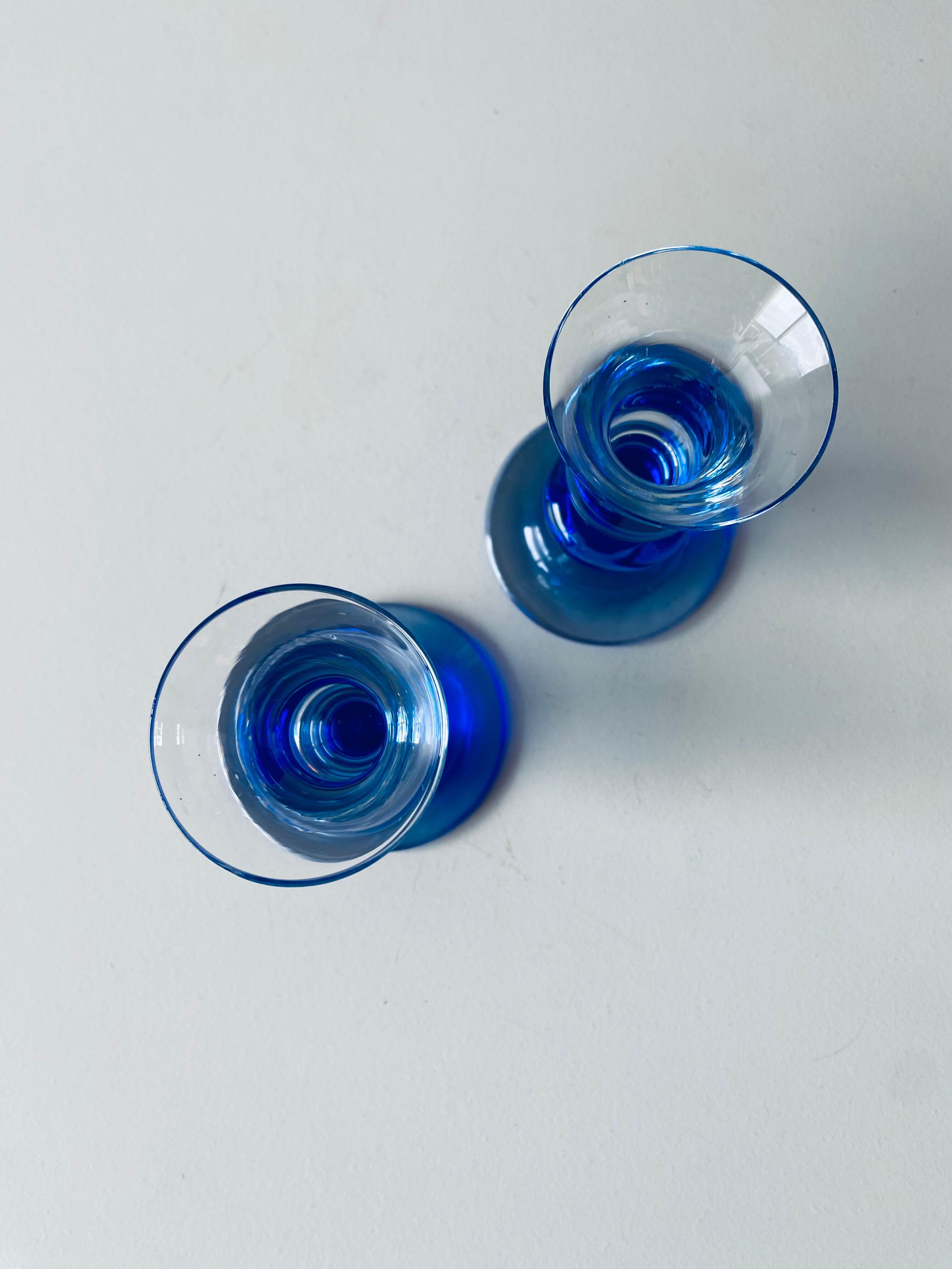 Pair of glass candle holders