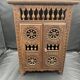 Miniature wooden wardrobe for dolls, hand-carved in Breton French style.