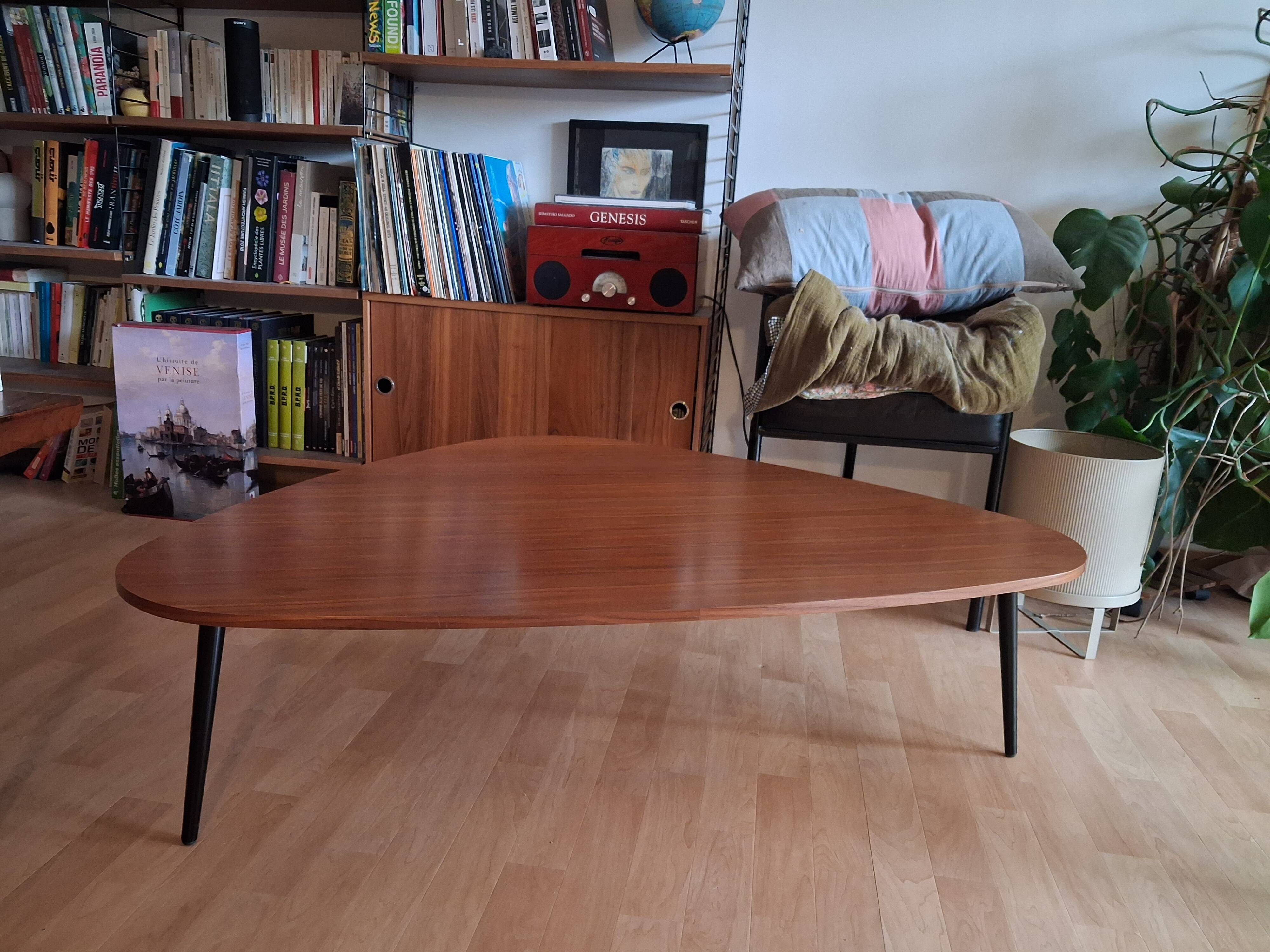 Walnut coffee table Scandinavian design co-edition