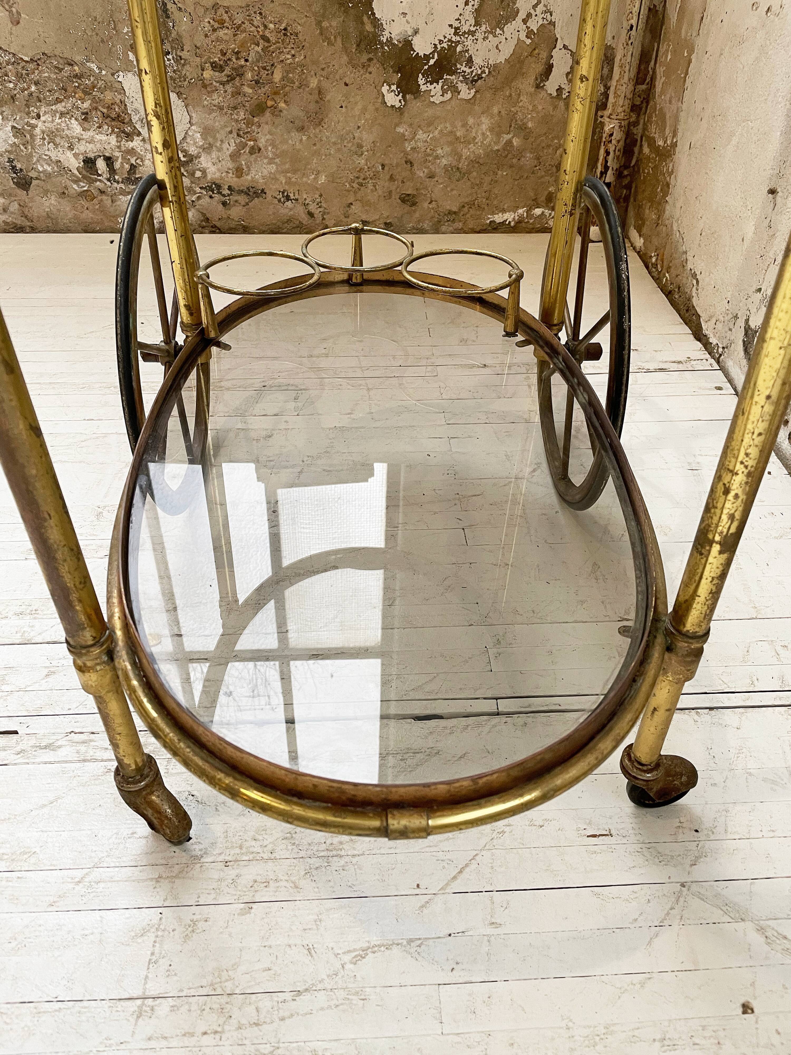 Cart serves brass bar