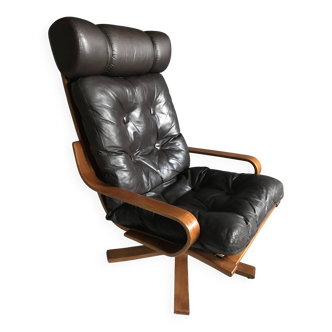 Fauteuil danois vintage en cuir Jr. 60