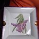 Sublime Pocket Bowl in Limoges Porcelain, Hand-Painted Iris & Gold Leaf