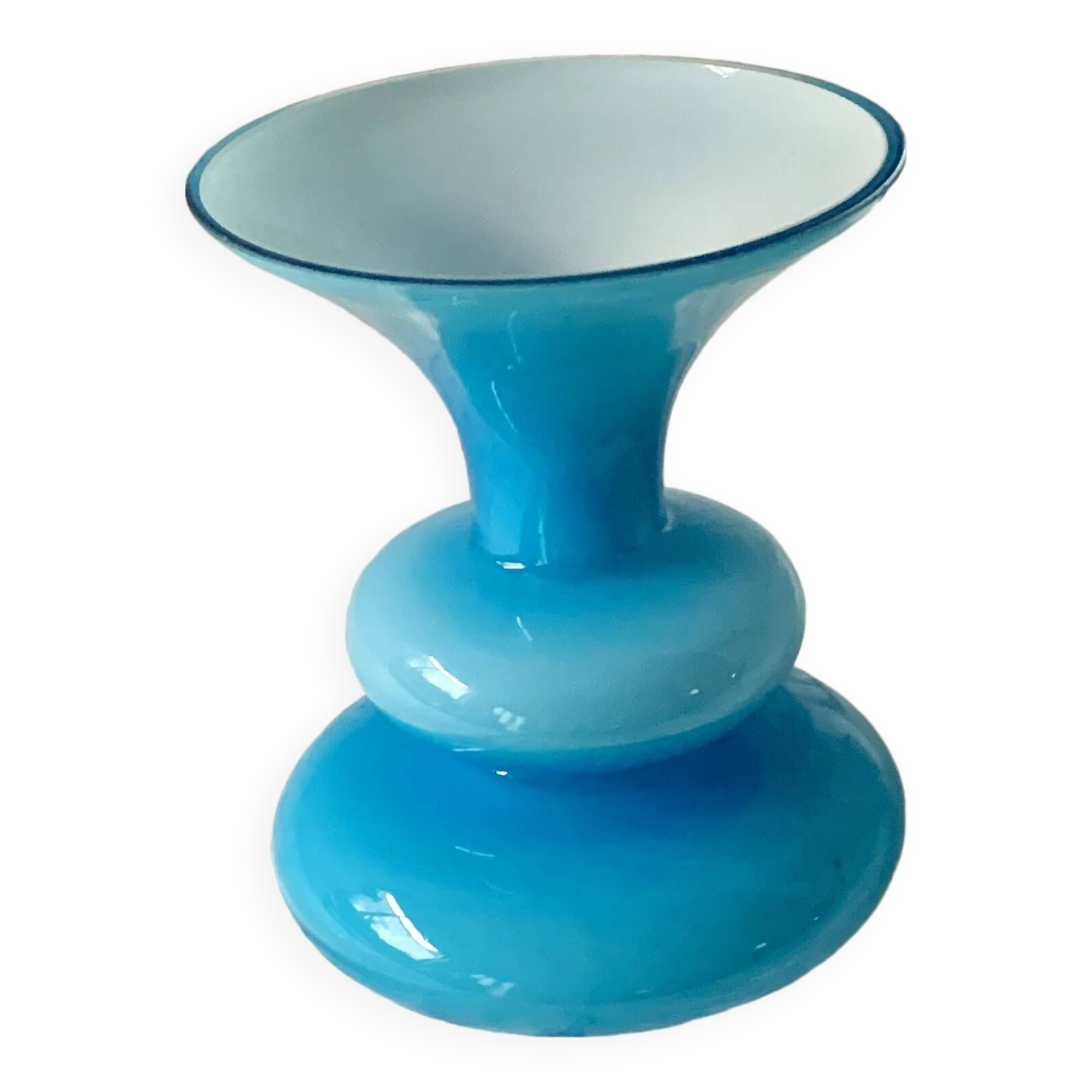 Small Space Age Design vase in blue molded glass
