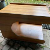 Rolling teak coffee table with foldable top circa 1960