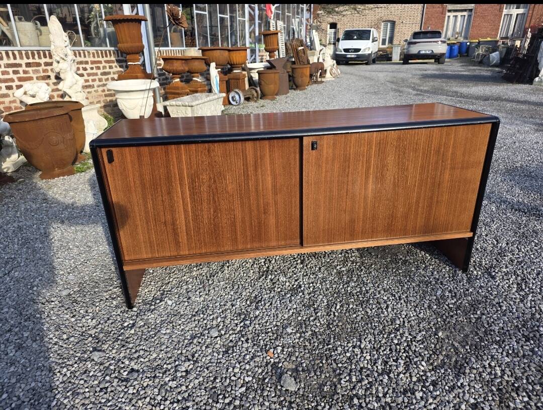 Vintage sideboard with sliding doors from the 60s