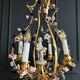 Napoleon III period cage chandelier in bronze and porcelain