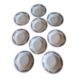 Set of 9 deep plates, earthenware from Creil Montereau, Colette model.