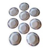 Set of 9 deep plates, earthenware from Creil Montereau, Colette model.