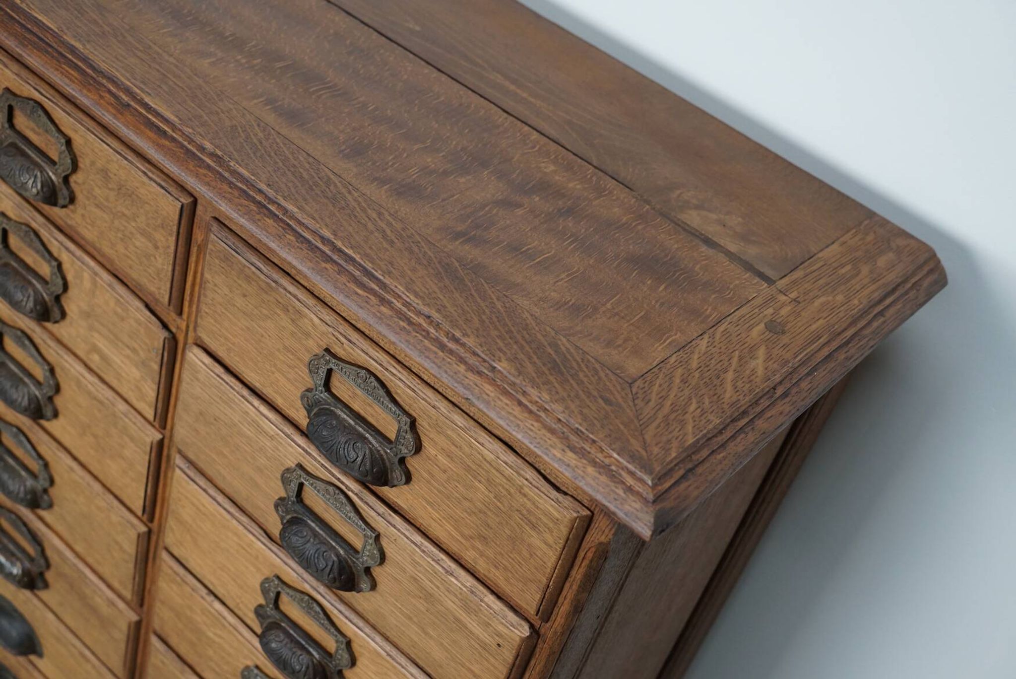 Antique French oak filing / apothecary cabinet by Chouanard, ca 1910