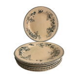 6 old blue flat plates La Samaritane Terre de Fer