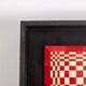 Pair of panels in red and gold straw marquetry. Contemporary.