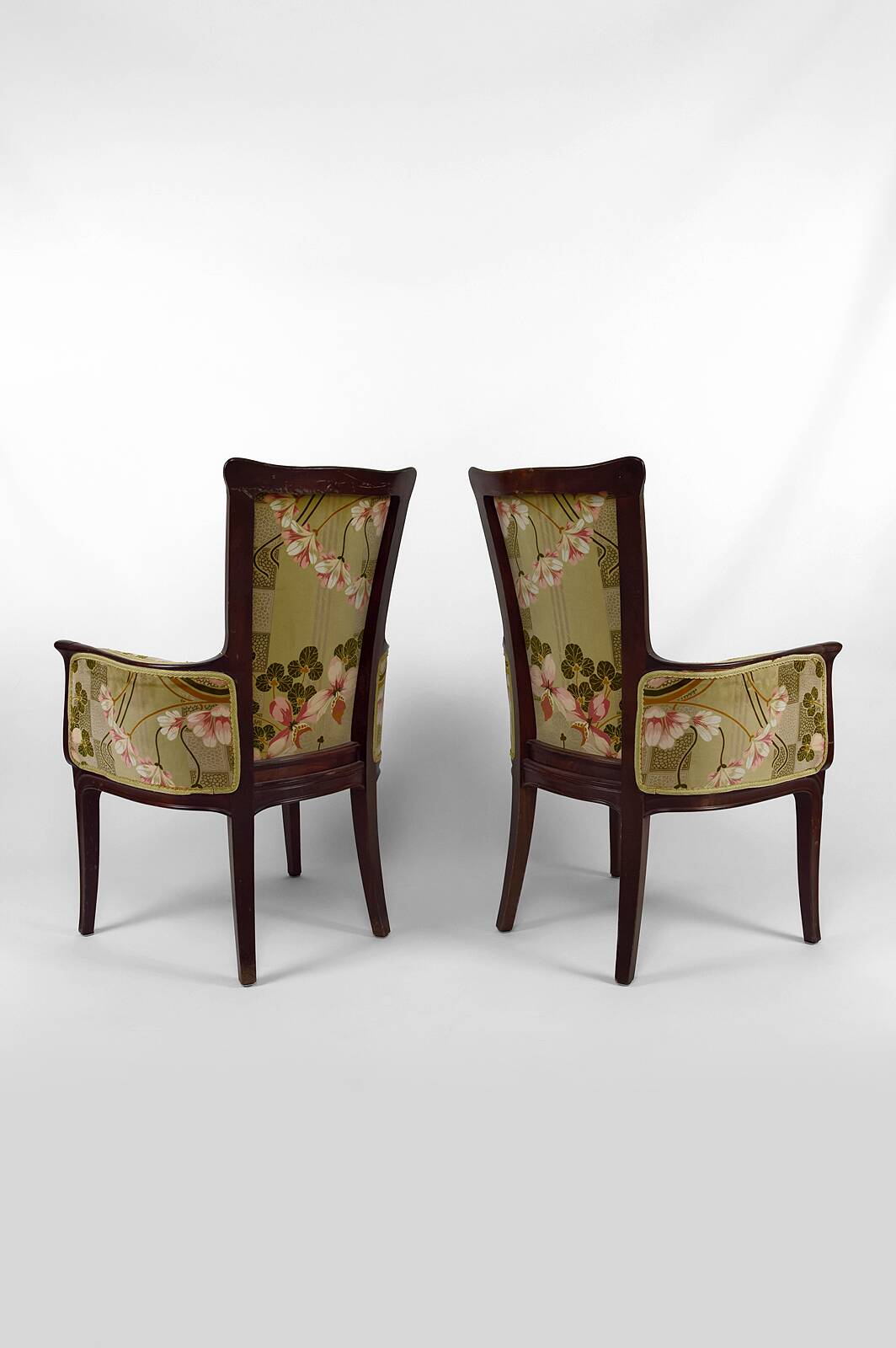 Art Nouveau living room 3 elements, 2 armchairs and 1 chair, France, Circa 1900