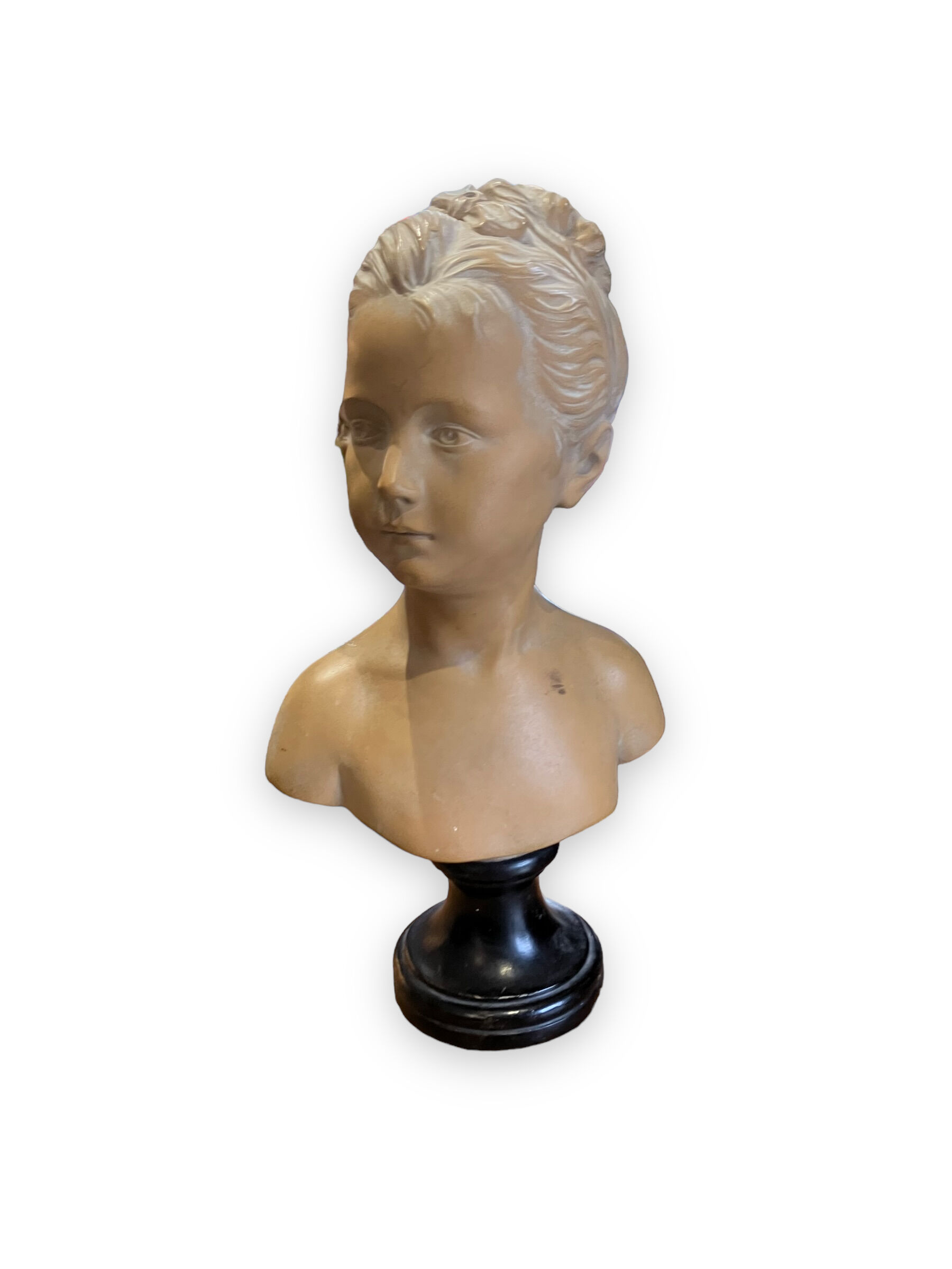 Bust of louise brongniart in patinated plaster after houdon