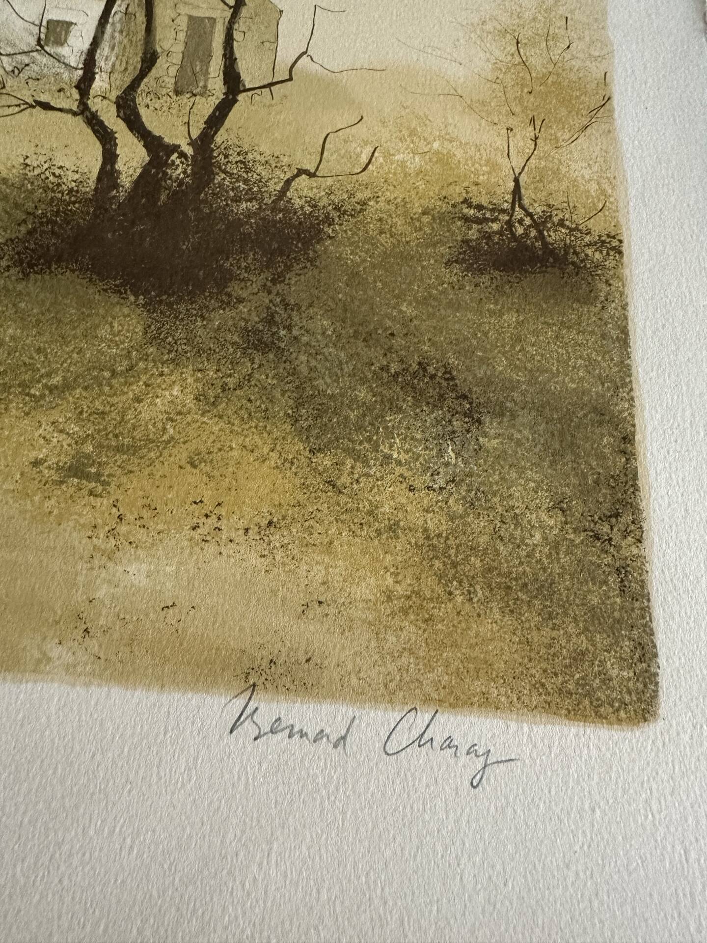 Lithographie originale de Bernard Charoy « vieille ferme »