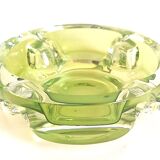 Green anise crystal ashtray Val St Lambert 70s Diameter 16.6 cm
