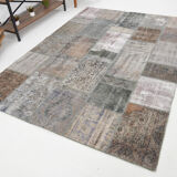 Tapis patchwork gris & bronze 5x8, 247x172cm