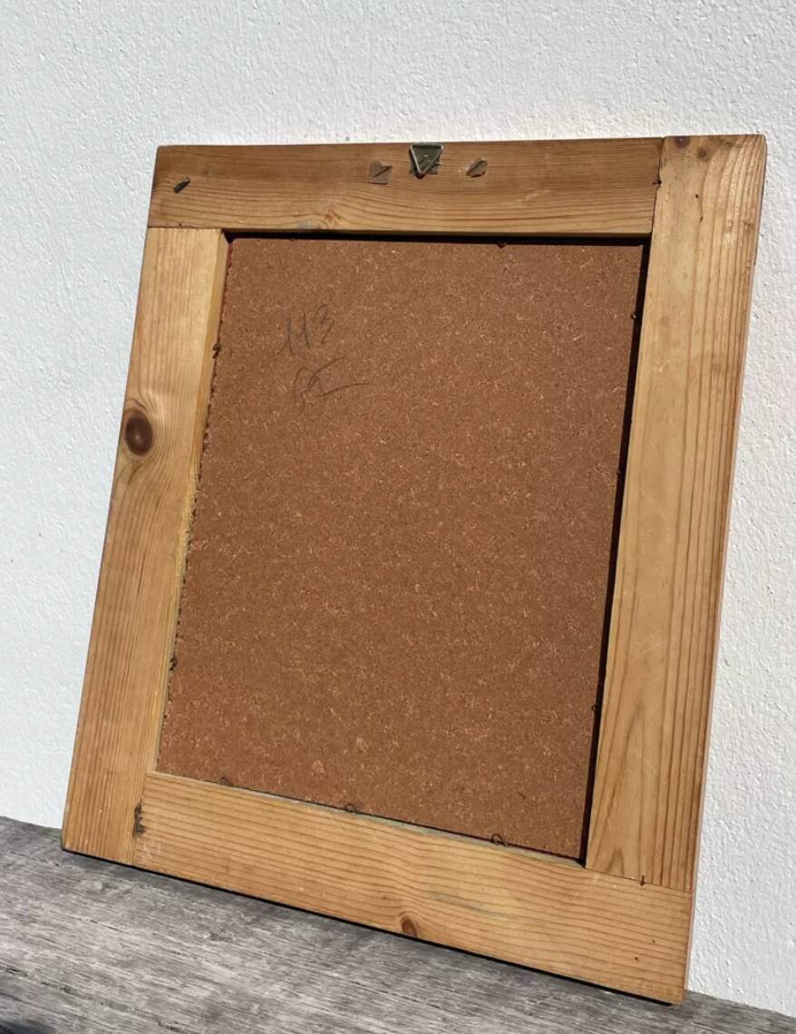 Wooden mirror, Maison Regain pine, 1980, 40x35