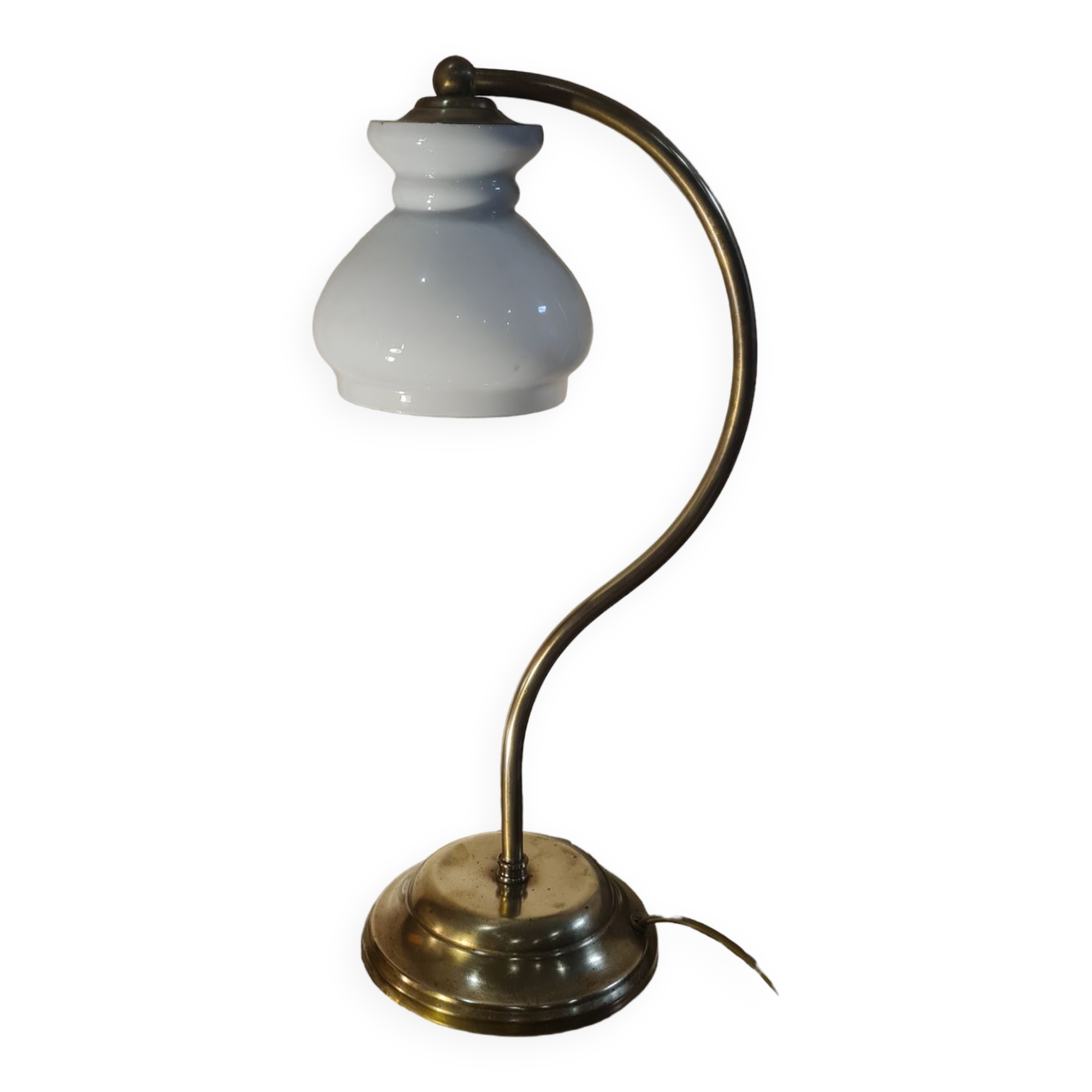 Brass lamp, with white opaline tulip 40x20