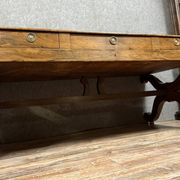Very large Charles X period center desk in rosewood and lemonwood