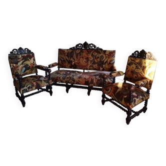 Living room sofa, 2 renaissance style armchairs